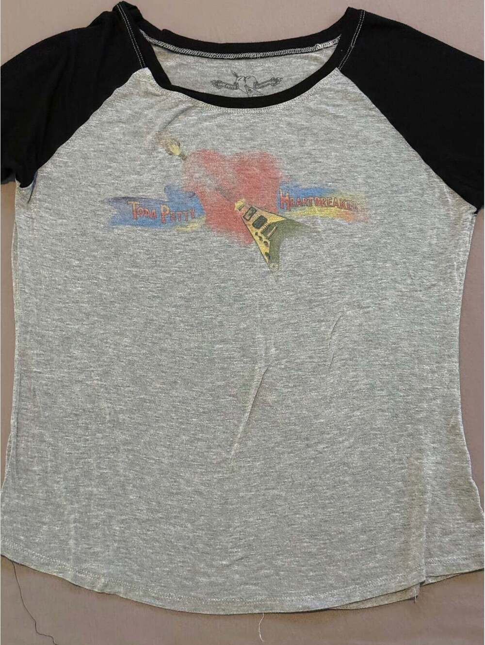 Tom Petty & The Heartbreakers Raglan Baseball Tee Gray Black 3/4 Sleeve Size 2X